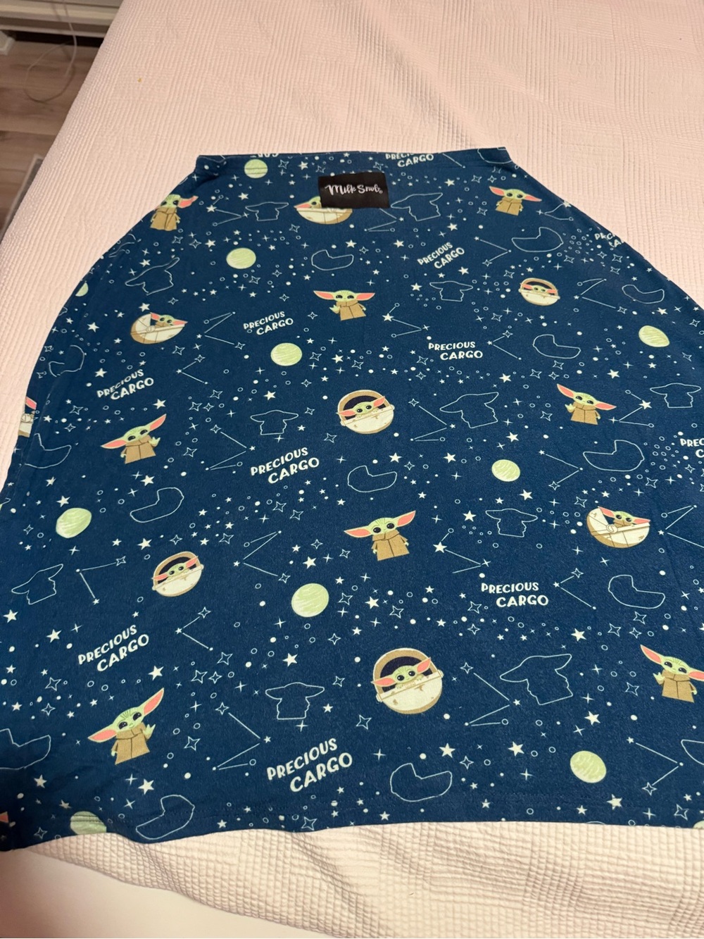 Milk Snob Baby Cover in Navy with Grogu Print